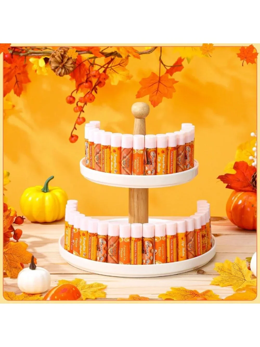 100 Pcs Pumpkin Pie Scented Lip Balms | Fall Party Favors & Gifts for Women